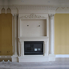 Modern natural white marble fireplace frame